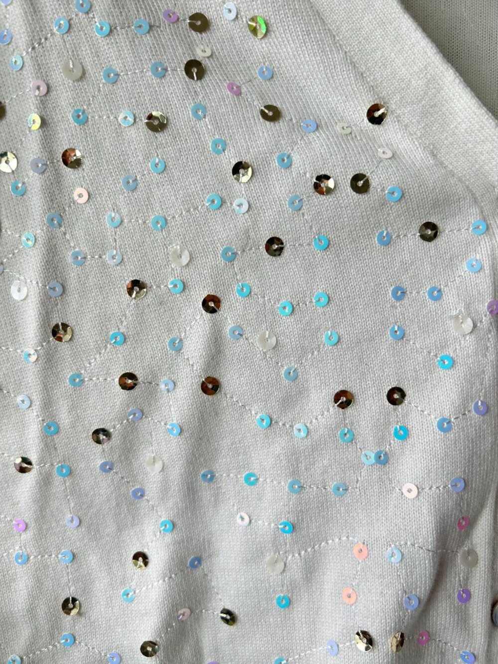 Cinq à Sept Nancy Sequin Cardigan Sweater White Cotton Wool Size S - Picture 4 of 7